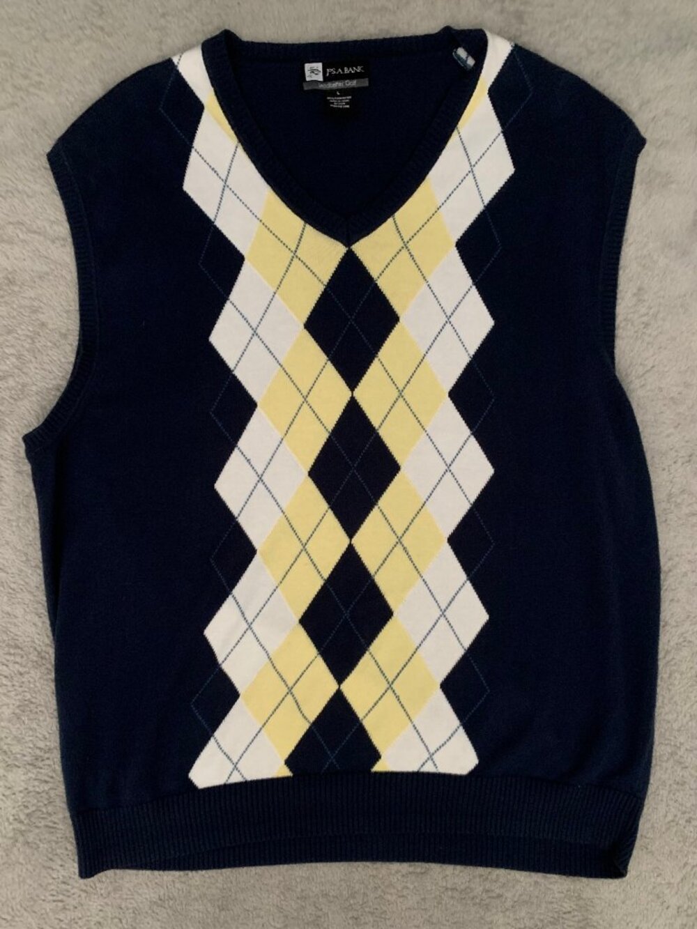 Vintage Argyle Sweater Vest. Large. JoS.A.Bank Leaderboard Golf. Pima Cotton.
